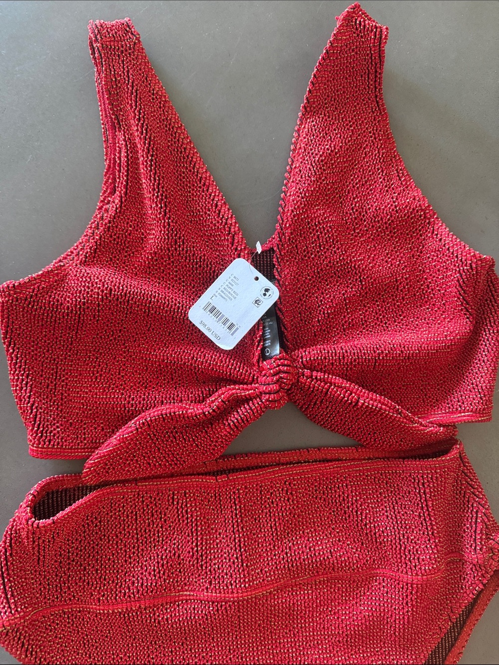 Free people beach riot ritzy Dallas top and high waisted bottoms poppy red - Picture 3 of 11